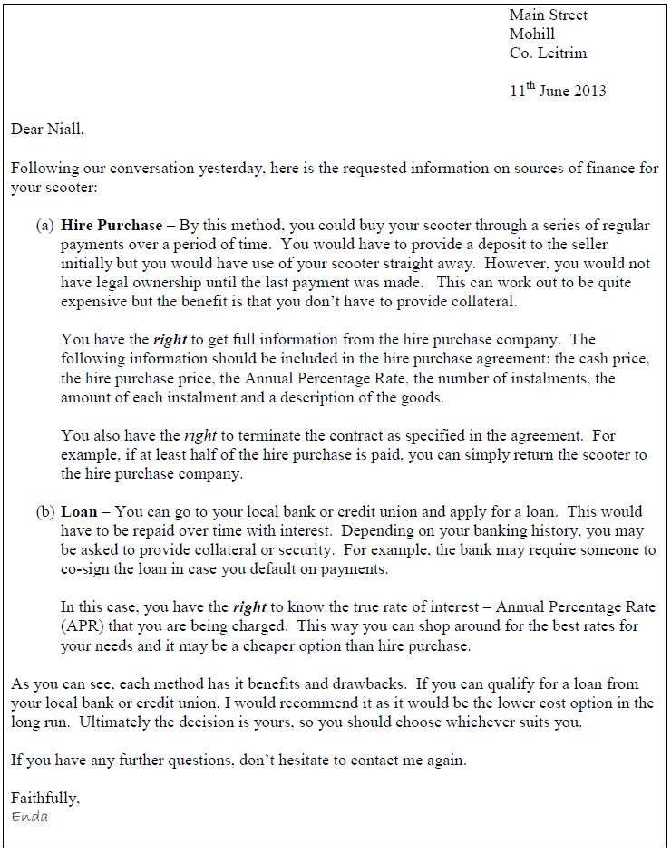 Junior Cert. Business Studies (Higher) 2013 Paper 1 Section B Q5 AB