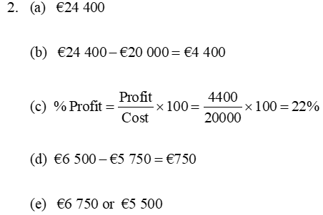 Junior Cert Maths (Ordinary) Edco Sample B Q2